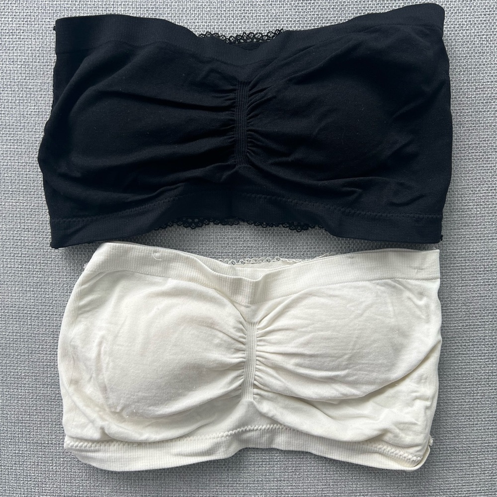 Ardene Black & White Lace Bandeau Bundle – Size M/L